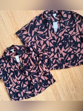 Mommy And Me Matching Shirt Set XL XSmall Floral Button Up Black Pink New
